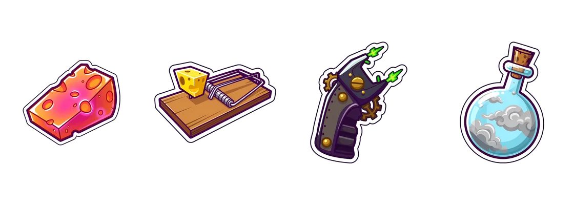 The four dirty tricks: Super Cheese, Rat Trap, Taser and Fog